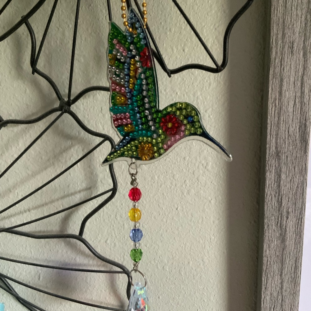 Colorful Beaded Hummingbird Suncatcher